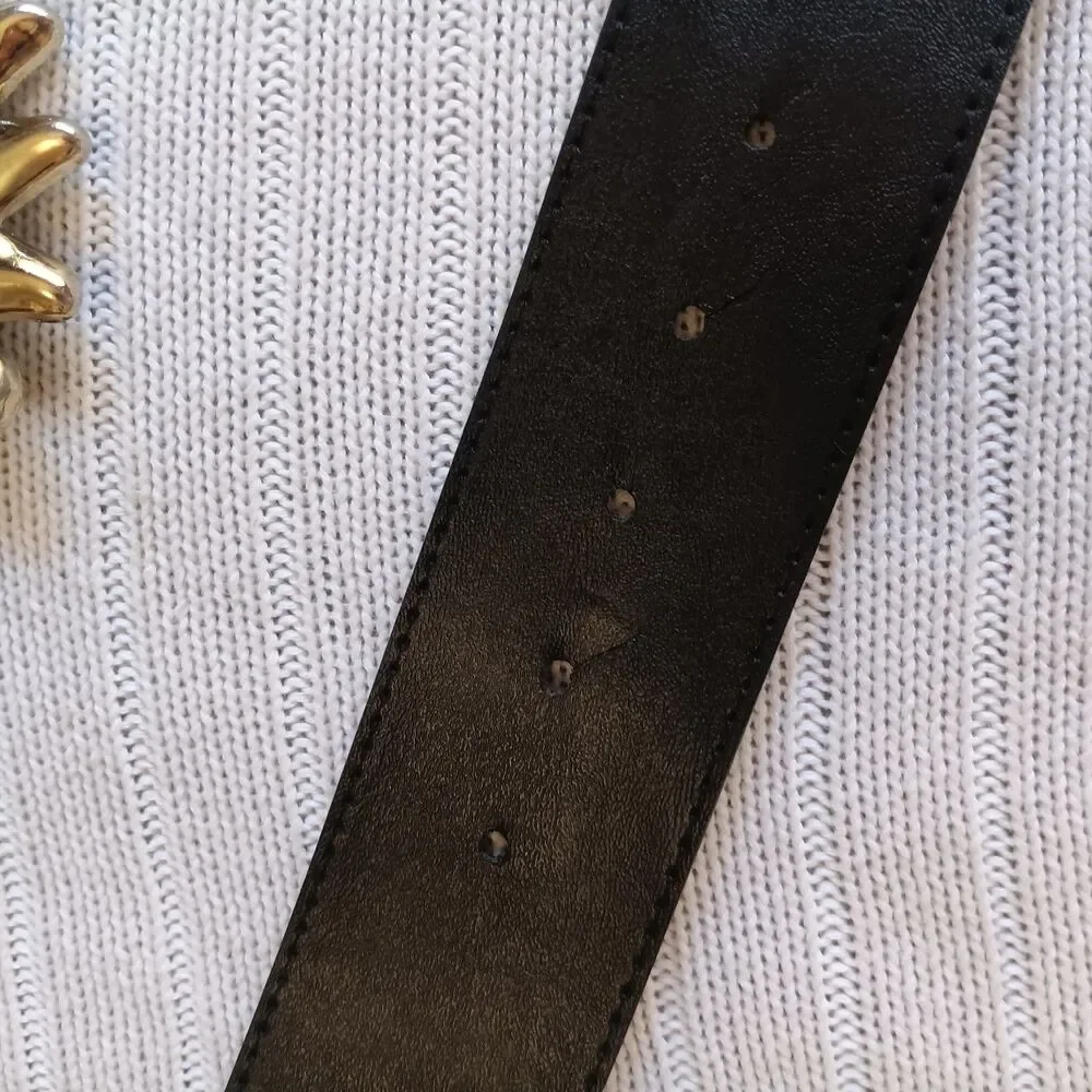Rare Vtg 90 Moschino O Cocco Sun Face Leather Belt Redwall Italy Fair Wimsigoth